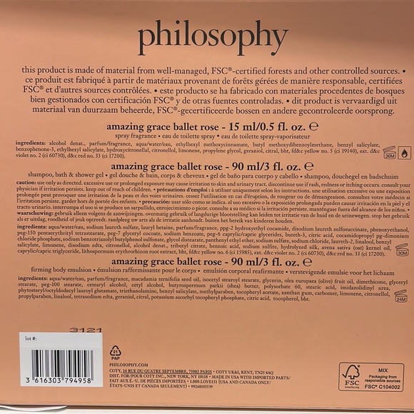 NIB Philosophy Amazing Grace Ballet Rose 3 pc gift set NICE!!! - Picture 3 of 4